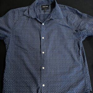 Men's Bonobo's M Short Button Up, Blue Pattern M SHORT